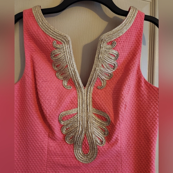 Lilly Pulitzer Pink Midi Dress with Gold Accents - Picture 5 of 9